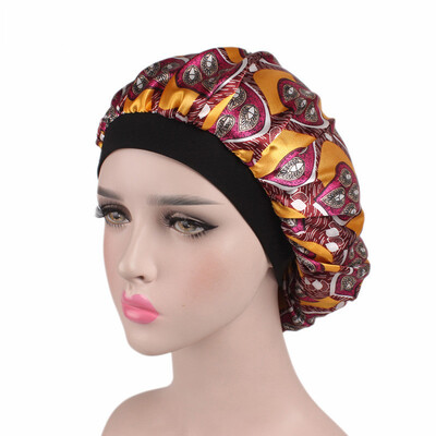 

〖Follure〗Soft Silk Hair Bonnet with Wide Band Comfortable Night Sleep Hat Hair Loss Cap