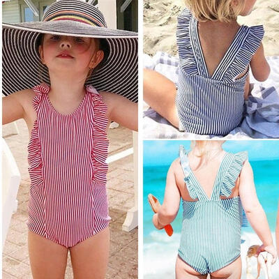 

Toddler Newborn Baby Kid Girls Striped Swimwear Swimsuit One Piece Bikin Costume