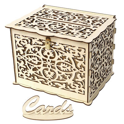 

Creative DIY Wooden Hollow Gift Cards Box Container Wedding Party Decor