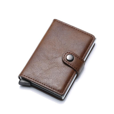 

RFID Blocking Wallet Aluminum Alloy Automatic Men PU Leather Bank Card Credit Card Holder