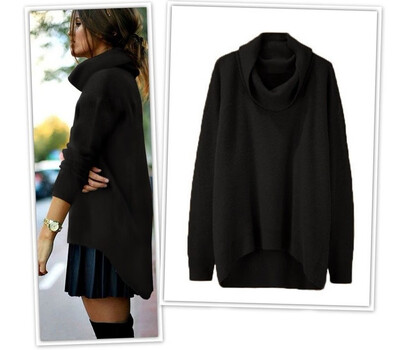

Autumn&winter fashion high collar irregular blouse sweater