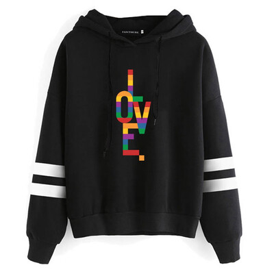 

Lgbt Lesbian Gay Pride Love Rainbow Color Letter Printed Hoodies Casual Long Sleeve Hooded Sweatshirts Pullover Tops