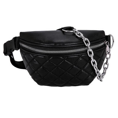

Fashion Pure Color Sport Women Waist Fanny Packs Leather Lattice Chest Bags