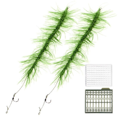 

2 Pcs Carp Fishing Accessories Hair Rigs Terminal Tackle with Hook&Weed