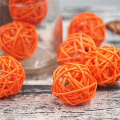 

10Pcslot 3cm Artificial Straw Ball For Birthday Party Wedding Decoration Rattan ball Christmas Decor Home Ornament Supplies