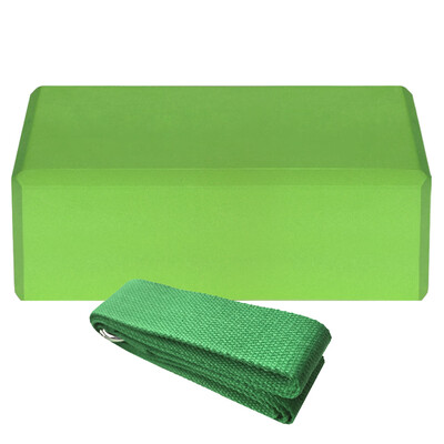 

1pcs EVA Yoga Blocks 1pcs Cotton Yoga Strap Stability Blocks Yoga Strap Set for Yoga Pilates Meditation
