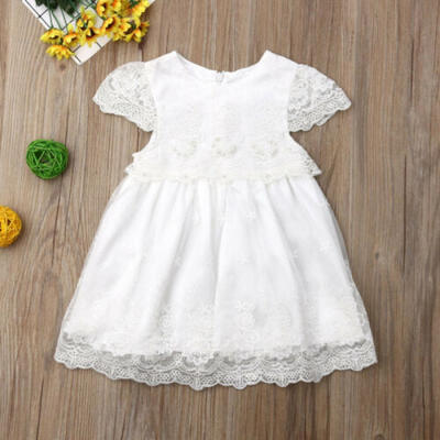 

Summer Kids Baby Girls Lace Flower Party Pageant Princess Bridesmaid Gown Dress