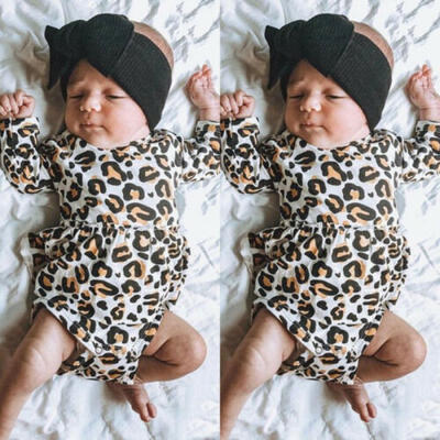 

Newborn Baby Kids Girl Leopard print Clothes Romper Bodysuit Jumpsuit Outfits UK