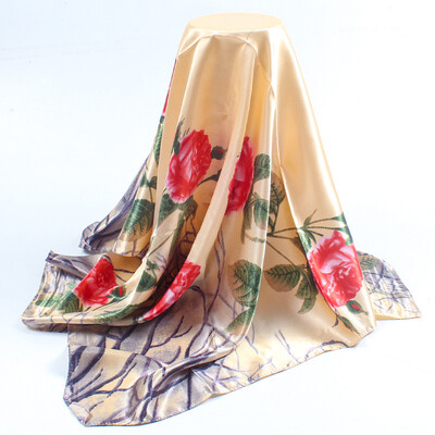 

New printing simulation silk satin scarf Scarf scarf 90cm shawl manufacturers wholesale a generation