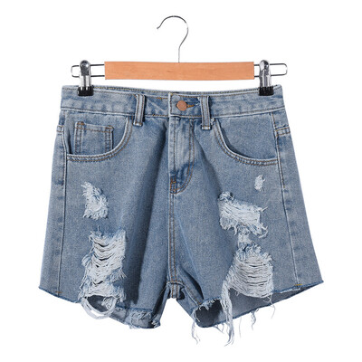 

Tailored Fashion Womens Pocket Hole Jeans Denim Pants Female Mid Waist Slim Sexy Shorts