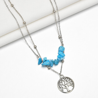 

New Bohemian Irregular Stone Pendant Necklace For Women Gold Link Chain Necklaces Best Friends Gifts Birthday Christmas Jewelry