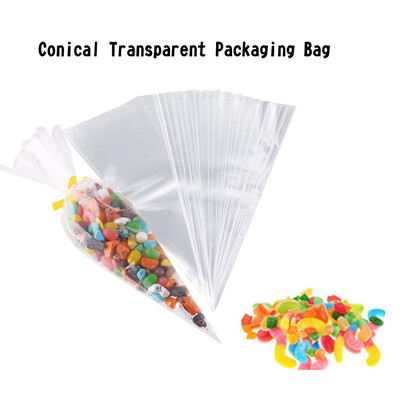 

Siaonvr Clear Cone Plastic Cone Bags 50100200 PCS with Little Assorted Ties