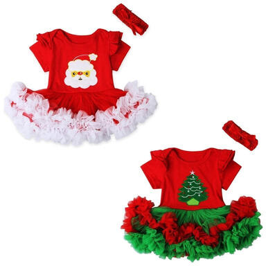 

My First Christmas Newborn Baby Girl Tutu Dress Skirt Princess Kids Romper Outfits