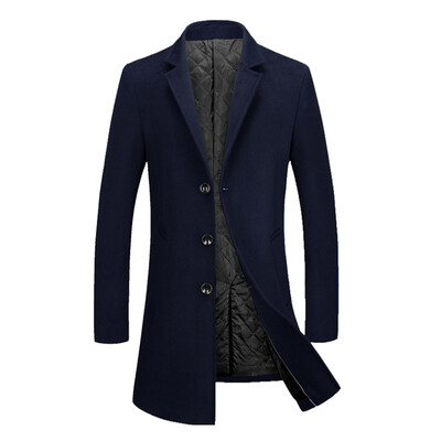 

Men\ Casual Long Windbreaker Woolen Coat