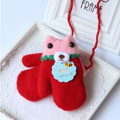 

Winter Warm Toddlers Baby Boy Girls Kids Thick Fur Gloves Neck String Mittens