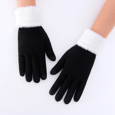 

6 Styles New Fashion Autumn Winter Warm Wool Gloves Thick Knit Gloves Women Full Finger Gloves