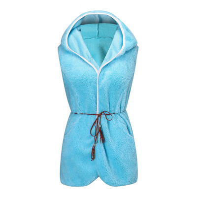 

Toponeto Fashion Women Autumn Casual Easy Sleeveless Stand-Neck Solid Lace-Up Waistcoat