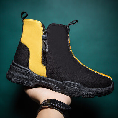 

2019 autumn&winter new high-top canvas shoes mens autumn shoes casual male Martin boots casual students wild breathable