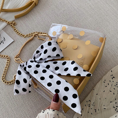 

Summer transparent jelly bag women 2019 new Korean version of small fresh wave chic chain messenger bag