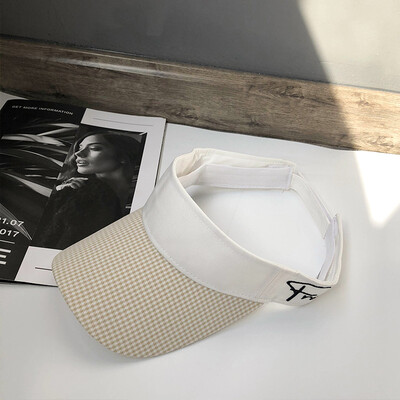 

Hat Female Summer Embroidery Letter Sunshade Cap Seaside Beach Sunhat Korean Style Lattice Empty Headhat Men Tide