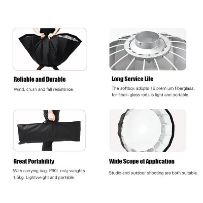 

Godox P90L 90cm Deep Lightweight Parabolic Softbox with Bowens Mount Adapter Ring for Various Brands of Bowens Mount Studio Monoli