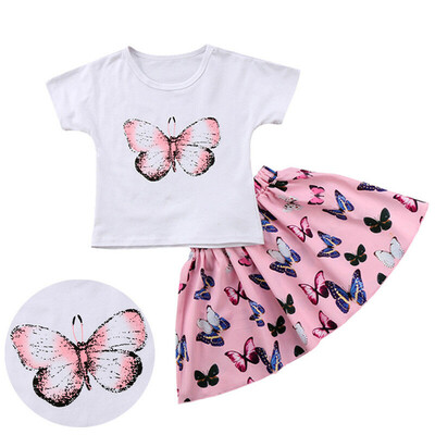

2pc Baby Girls Clothes Summer Tee Short Skirts Kids Girls Casual Outfits Dress