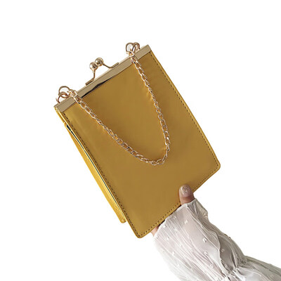 

Women Mini Solid Color Top Kiss Lock Closure Chain Shoulder Bag Crossbody Pouch