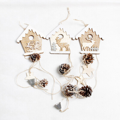 

〖Follure〗Wooden Christmas Cabin Pendant Accessories Christmas Christmas Tree Decorative