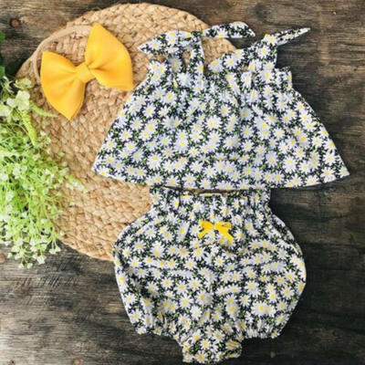 

US Summer Toddler Baby Girl Clothes Floral Strap Tops Short Pants 2PCS Outfits
