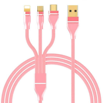 

Universal 12m 3-in-1 USB To Micro USB Lightning Type-C 3A Charging Data Cable Cord For IPhone Android Phones