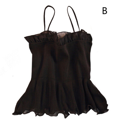 

Sweet Tank Top Cute Girl Style Camisole Fashion Novel Tops Women Folds Decorative Camisole Knitted Womens Camisole