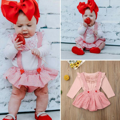 

US Princess Newborn Baby Girl Long Sleeve Ruffle Tops Romper Bib Dress Clothes