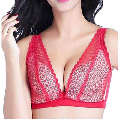 

Women´s Nursing Bra Lace Patchwork Front Button Maternity Breastfeeding Sleep Bra