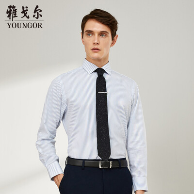 

Youngor shirt mens 2019 spring youth mens casual dress shirt YLDP110134HBA blue 38