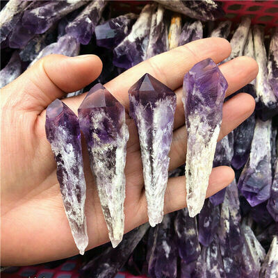 

Natural Amethyst Quartz Crystal Wand Point Specimen Healing 1pc