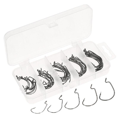 

50pcs Assorted Fishing Hooks Set Box Sharpened Barbed Fishing Hook Mixed Size High Carbon Steel Fishing Gear Equipment Accessories