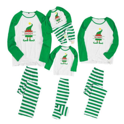

US Family Matching Christmas Pajamas Set Women Baby Kids Elf Sleepwear Nightwear