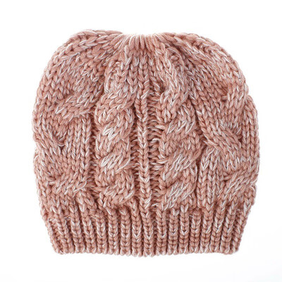 

Womens Girl Stretch Knit Hat Messy Bun Ponytail Beanie Holey Warm Hats Winter