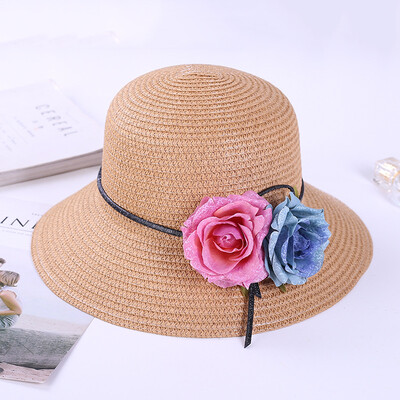 

Xiao Qing Xin Korean version of the Straw Hat Lady summer sunshade hat retro foldable butterfly ribbon beach cap
