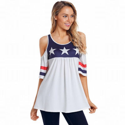 

Striped round neck five-point sleeve casual top