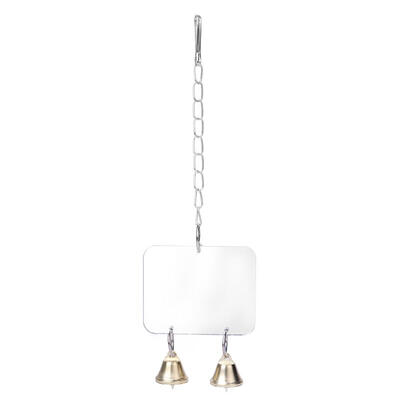 

Mini Mirror with Swing Bells Parrots Birds Play Toys Hanging Cage Decor