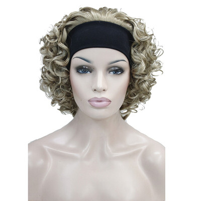 

StrongBeauty Synthetic Hair Fake Short Kinky Curly Blonde Black Wig With Headband Wigs Natural For Women