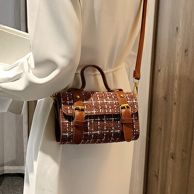 

Handbags 2019 new trend line wild ins slung one shoulder foreign fashion woolen weave small square bag