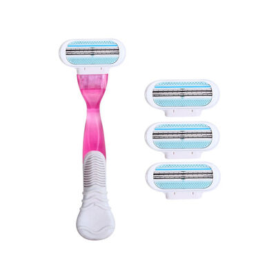 

1PCS Razor Handle&4PCS Stainless Steel 3 Layers Blades Women Hair Removal Manual Shaving