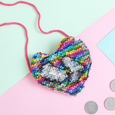 

Tailored Fashion Women Child Sequins Hearted-Shape Coin Purse Card Holder Crossbody Bag