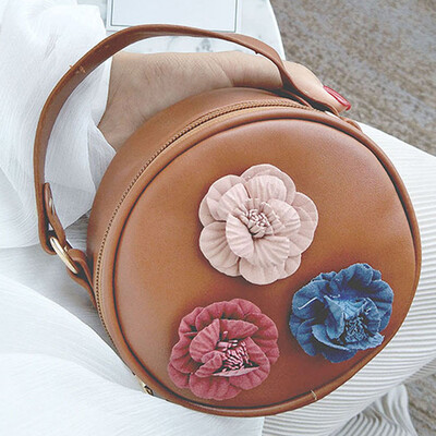 

Tailored Women Fashion Handbag Shoulder Stereo Flowers Bag Small Tote Ladies Purse