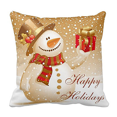 

Siaonvr Merry Christmas Pillow Cases Cotton Linen Sofa Cushion Cover Home Decor