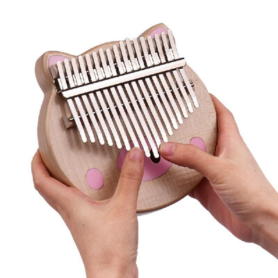 

Cute Panda Wooden 17-Key Kalimba Thumb Piano Maple with Carry Bag Musical Note Stickers Tuning Hammer Cleaning Cloth Musical Gift