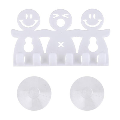 

5 Slot Plastic Cute Smiling Cartoon Sucker Toothbrush Holder Suction Hooks