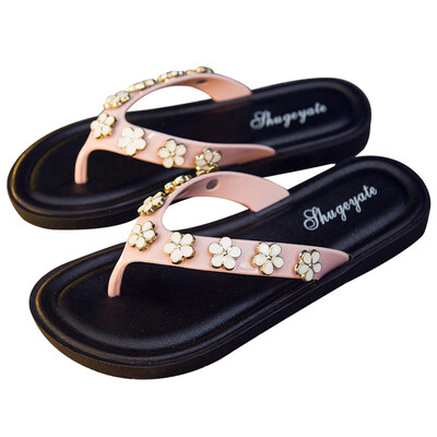 

Rose Flip-Flops Female Summer Beach Wear Casual Toe Tow Womens Sandals And Slippers